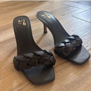 Mix No. 6 Black Braided Slide Heels